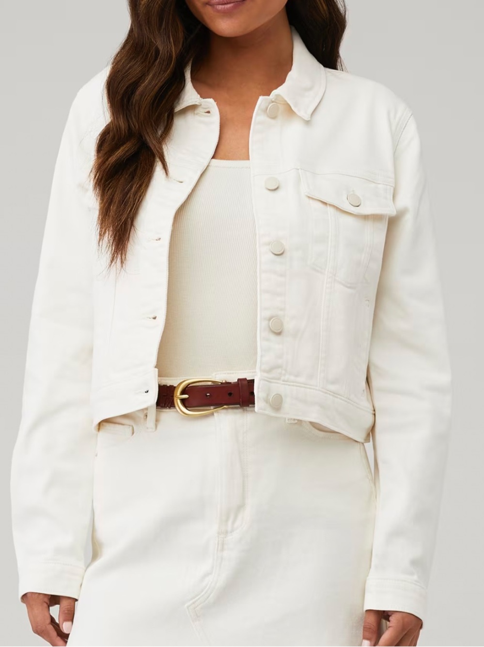 Good American NWT Classic Denim Jacket Cloud White Size Large Committed To Fit